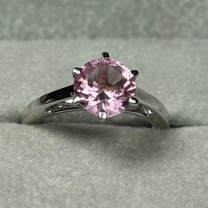 Sterling silver 2ct. rd pink topaz solitaire